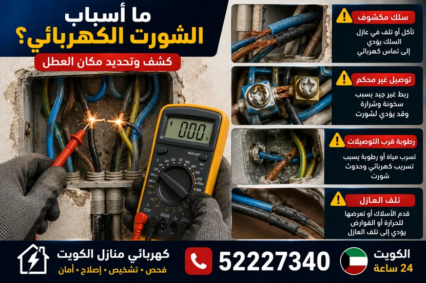 ما أسباب الشورت الكهربائي في المنزل؟