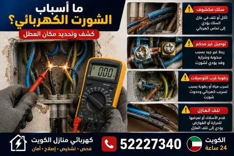 ما أسباب الشورت الكهربائي في المنزل؟