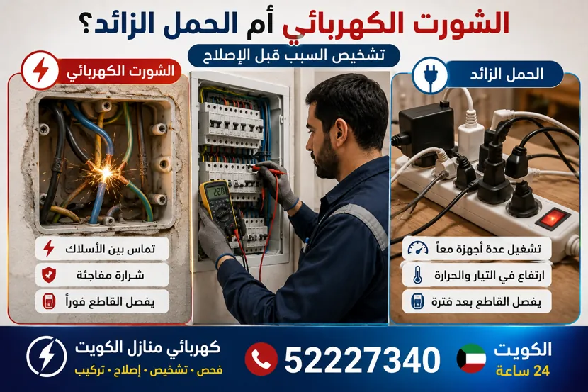 الفرق بين الشورت الكهربائي والحمل الزائد في المنزل