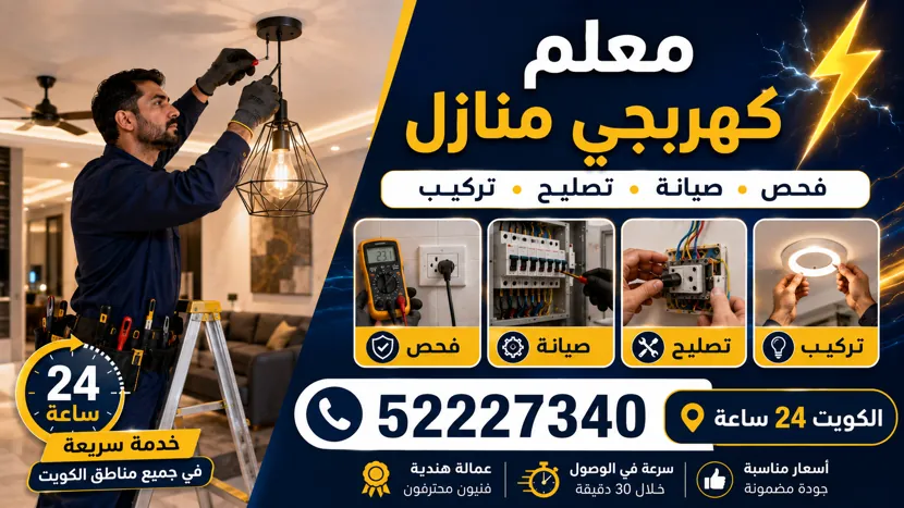 فني كهرباء منازل الأندلس يفحص لوحة القواطع